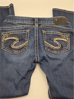 Silver Jeans Co Tuesday 6P Western Short Bootcut Cowgirl Dark Wash Jeans / Y2K